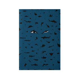 Обложка для паспорта матовая кожа с принтом Fish в Санкт-Петербурге, натуральная матовая кожа | размер 19,3 х 13,7 см; прозрачные пластиковые крепления | dolphin | fish | killer whale | see life | shark | акула | дельфин | касатка | морские обитатели | рыба