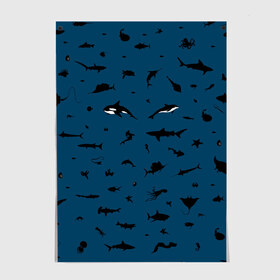 Постер с принтом Fish в Санкт-Петербурге, 100% бумага
 | бумага, плотность 150 мг. Матовая, но за счет высокого коэффициента гладкости имеет небольшой блеск и дает на свету блики, но в отличии от глянцевой бумаги не покрыта лаком | dolphin | fish | killer whale | see life | shark | акула | дельфин | касатка | морские обитатели | рыба