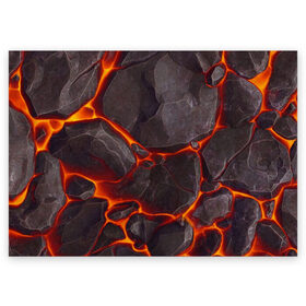 Поздравительная открытка с принтом лава в Санкт-Петербурге, 100% бумага | плотность бумаги 280 г/м2, матовая, на обратной стороне линовка и место для марки
 | lava | stones | texture | volcanic | вулканический | камни | лава | текстура