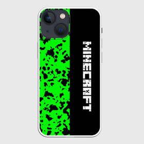 Чехол для iPhone 13 mini с принтом MINECRAFT LOGO в Санкт-Петербурге,  |  | blox | creeper | dungeons | game | green | minecraft | neon | pixel | steve | алекс | детям | зелень | игра | кислотный | крипер | куб | логотипы игр | майнкрафт | мальчикам | мобы | пиксель | пиксельный | подземелья | приключения