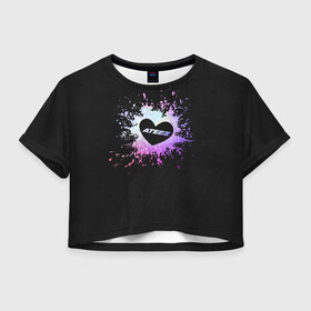 Женская футболка Crop-top 3D с принтом ATEEZ в Санкт-Петербурге, 100% полиэстер | круглая горловина, длина футболки до линии талии, рукава с отворотами | ateez | cute | heat | k pop | korean | атиз | жест | кпоп | милый | сердце