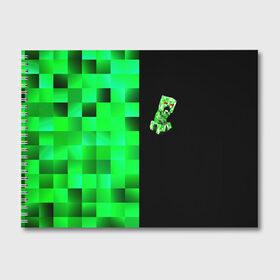 Альбом для рисования с принтом MINECRAFT CREEPER в Санкт-Петербурге, 100% бумага
 | матовая бумага, плотность 200 мг. | Тематика изображения на принте: blox | creeper | dungeons | game | geometry | green | neon | pixel | steve | алекс | детям | зелень | игра | кислотный | крипер | куб | логотипы игр | майнкрафт | мальчикам | мобы | неоновый | пиксель | пиксельный | подземелья