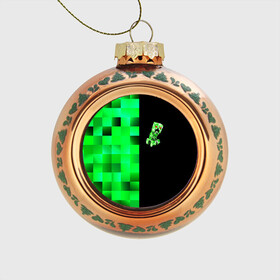 Стеклянный ёлочный шар с принтом MINECRAFT CREEPER в Санкт-Петербурге, Стекло | Диаметр: 80 мм | blox | creeper | dungeons | game | geometry | green | neon | pixel | steve | алекс | детям | зелень | игра | кислотный | крипер | куб | логотипы игр | майнкрафт | мальчикам | мобы | неоновый | пиксель | пиксельный | подземелья