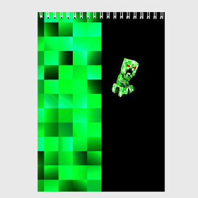 Скетчбук с принтом MINECRAFT CREEPER в Санкт-Петербурге, 100% бумага
 | 48 листов, плотность листов — 100 г/м2, плотность картонной обложки — 250 г/м2. Листы скреплены сверху удобной пружинной спиралью | blox | creeper | dungeons | game | geometry | green | neon | pixel | steve | алекс | детям | зелень | игра | кислотный | крипер | куб | логотипы игр | майнкрафт | мальчикам | мобы | неоновый | пиксель | пиксельный | подземелья