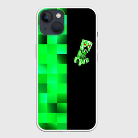 Чехол для iPhone 13 с принтом MINECRAFT CREEPER в Санкт-Петербурге,  |  | blox | creeper | dungeons | game | geometry | green | neon | pixel | steve | алекс | детям | зелень | игра | кислотный | крипер | куб | логотипы игр | майнкрафт | мальчикам | мобы | неоновый | пиксель | пиксельный | подземелья