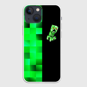 Чехол для iPhone 13 mini с принтом MINECRAFT CREEPER в Санкт-Петербурге,  |  | blox | creeper | dungeons | game | geometry | green | neon | pixel | steve | алекс | детям | зелень | игра | кислотный | крипер | куб | логотипы игр | майнкрафт | мальчикам | мобы | неоновый | пиксель | пиксельный | подземелья