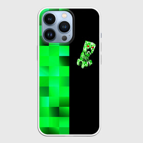 Чехол для iPhone 13 Pro с принтом MINECRAFT CREEPER в Санкт-Петербурге,  |  | blox | creeper | dungeons | game | geometry | green | neon | pixel | steve | алекс | детям | зелень | игра | кислотный | крипер | куб | логотипы игр | майнкрафт | мальчикам | мобы | неоновый | пиксель | пиксельный | подземелья