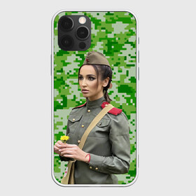 Чехол для iPhone 12 Pro Max с принтом Buzova military в Санкт-Петербурге, Силикон |  | bag | buzova | camouflage | eyes | face | flower | garrison cap | girl | lips | military | star | straps | глаза | губы | девушка | камуфляж | лицо | пилотка | погоны | сумка