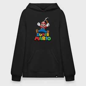 Худи SuperOversize хлопок с принтом Super Mario в Санкт-Петербурге, 70% хлопок, 30% полиэстер, мягкий начес внутри | карман-кенгуру, эластичная резинка на манжетах и по нижней кромке, двухслойный капюшон
 | game | mario kart live home circuit | super mario | super mario 3d world | super mario 64 | super mario galaxy | super mario sunshine | гумба | игра super mario | игра марио | йоши | купалинги | лакиту | луиджи | марио | надпись | нинтендо | 