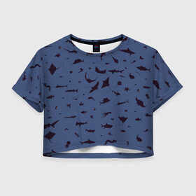 Женская футболка Crop-top 3D с принтом Manta в Санкт-Петербурге, 100% полиэстер | круглая горловина, длина футболки до линии талии, рукава с отворотами | dolphin | fish | killer whale | manta | see life | shark | акула | дельфин | касатка | морские обитатели | рыба