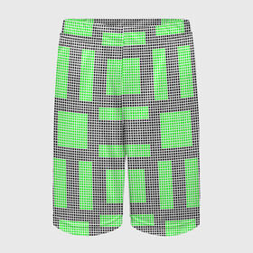 Детские спортивные шорты 3D с принтом Пиксели зеленые в Санкт-Петербурге,  100% полиэстер
 | пояс оформлен широкой мягкой резинкой, ткань тянется
 | Тематика изображения на принте: геометрия | зеленые | квадраты | орнамент | па терн | пиксели | узор