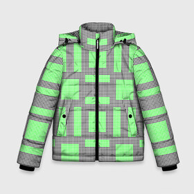 Зимняя куртка для мальчиков 3D с принтом Пиксели зеленые в Санкт-Петербурге, ткань верха — 100% полиэстер; подклад — 100% полиэстер, утеплитель — 100% полиэстер | длина ниже бедра, удлиненная спинка, воротник стойка и отстегивающийся капюшон. Есть боковые карманы с листочкой на кнопках, утяжки по низу изделия и внутренний карман на молнии. 

Предусмотрены светоотражающий принт на спинке, радужный светоотражающий элемент на пуллере молнии и на резинке для утяжки | Тематика изображения на принте: геометрия | зеленые | квадраты | орнамент | па терн | пиксели | узор