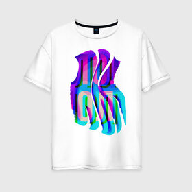 Женская футболка хлопок Oversize с принтом ЛОЛ - LOL в Санкт-Петербурге, 100% хлопок | свободный крой, круглый ворот, спущенный рукав, длина до линии бедер
 | glitch | абстракция | глитч | мем | надпись | прикол | приколы