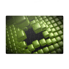 Пазл магнитный 126 элементов с принтом зеленый куб в Санкт-Петербурге, полимерный материал с магнитным слоем | 126 деталей, размер изделия —  180*270 мм | Тематика изображения на принте: 3d | абстракция | зеленый | илюзия | квадрат | куб