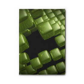 Обложка для автодокументов с принтом зеленый куб в Санкт-Петербурге, натуральная кожа |  размер 19,9*13 см; внутри 4 больших “конверта” для документов и один маленький отдел — туда идеально встанут права | Тематика изображения на принте: 3d | абстракция | зеленый | илюзия | квадрат | куб