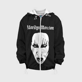 Детская куртка 3D с принтом Marilyn Manson в Санкт-Петербурге, 100% полиэстер | застежка — молния, подол и капюшон оформлены резинкой с фиксаторами, по бокам — два кармана без застежек, один потайной карман на груди, плотность верхнего слоя — 90 г/м2; плотность флисового подклада — 260 г/м2 | goth | gothic | manson | marilyn | metal | mm | music | rock | гот | готы | метал | мэнсон | мэрилин | рок