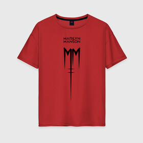 Женская футболка хлопок Oversize с принтом TRDMrnMsn Marilyn Manson в Санкт-Петербурге, 100% хлопок | свободный крой, круглый ворот, спущенный рукав, длина до линии бедер
 | art | logo | manson | marilyn | rock | usa | великий | лого | логотип | мэнсон | мэрилин | рок | ужасный