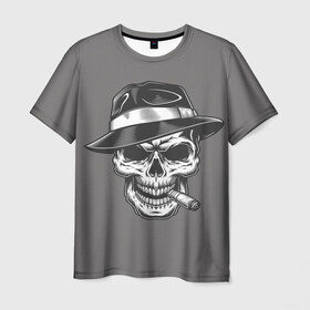 Мужская футболка 3D с принтом Череп в Санкт-Петербурге, 100% полиэфир | прямой крой, круглый вырез горловины, длина до линии бедер | бандит | гангстер | мафия | череп