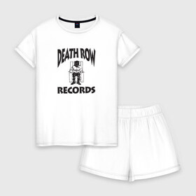 Женская пижама с шортиками хлопок с принтом Death Row Records в Санкт-Петербурге, 100% хлопок | футболка прямого кроя, шорты свободные с широкой мягкой резинкой | death row | dr dre | hip hop | rap | snoop dogg