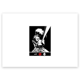 Поздравительная открытка с принтом Афросамурай в Санкт-Петербурге, 100% бумага | плотность бумаги 280 г/м2, матовая, на обратной стороне линовка и место для марки
 | afro | afrosamurai | japan | samurai | афро | афросамурай | самурай | стиль | япония | японский