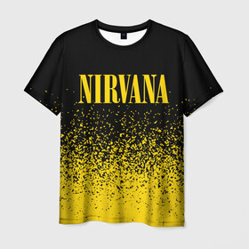 Мужская футболка 3D с принтом NIRVANA / НИРВАНА в Санкт-Петербурге, 100% полиэфир | прямой крой, круглый вырез горловины, длина до линии бедер | band | cobain | face | kurt | logo | music | nirvana | rock | rocknroll | группа | кобейн | курт | лого | логотип | музыка | музыкальная | нирвана | рожица | рок | рокнролл | символ