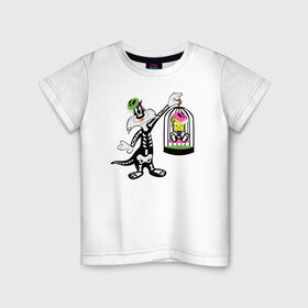 Детская футболка хлопок с принтом Сильвестр и Твити в Санкт-Петербурге, 100% хлопок | круглый вырез горловины, полуприлегающий силуэт, длина до линии бедер | looney tunes | sylvester | tweety | vdzabma | луни тюнз | сильвестр | твити
