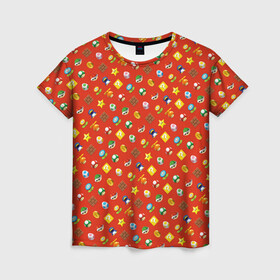 Женская футболка 3D с принтом Super Mario в Санкт-Петербурге, 100% полиэфир ( синтетическое хлопкоподобное полотно) | прямой крой, круглый вырез горловины, длина до линии бедер | 8 бит | dandy | mario | водопроводчик | денди | игры на денди | марио