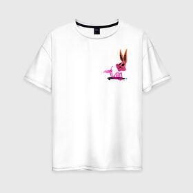 Женская футболка хлопок Oversize с принтом Багз Хэллоуин в Санкт-Петербурге, 100% хлопок | свободный крой, круглый ворот, спущенный рукав, длина до линии бедер
 | bugs bunny | looney tunes | vdzabma | багз банни | луни тюнз