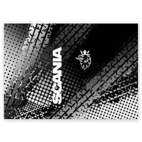 Поздравительная открытка с принтом Scania в Санкт-Петербурге, 100% бумага | плотность бумаги 280 г/м2, матовая, на обратной стороне линовка и место для марки
 | Тематика изображения на принте: king of road | king of the road | saab | saab logo | scania | scania king | scania logo | грузовик | дальнобойщик | сааб | сканиа | скания | скания значок | скания лого | скания логотип | скания символ | шофер