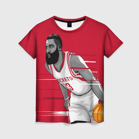 Женская футболка 3D с принтом James Harden Houston Rockets в Санкт-Петербурге, 100% полиэфир ( синтетическое хлопкоподобное полотно) | прямой крой, круглый вырез горловины, длина до линии бедер | 