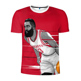 Мужская футболка 3D спортивная с принтом James Harden Houston Rockets в Санкт-Петербурге, 100% полиэстер с улучшенными характеристиками | приталенный силуэт, круглая горловина, широкие плечи, сужается к линии бедра | 