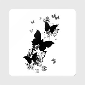 Магнит виниловый Квадрат с принтом Черные бабочки на белом в Санкт-Петербурге, полимерный материал с магнитным слоем | размер 9*9 см, закругленные углы | Тематика изображения на принте: angel | black and white | butterfly | fairy | fashion girl | wings | ангел | бабочка | девушке | животные | крылья | летающие | магия | махаон | мотылек | мотыльки | насекомые | нежные | подарок | природа | сказочные | татуировки