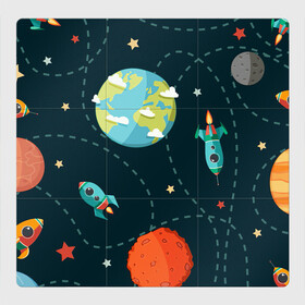 Магнитный плакат 3Х3 с принтом Космический перелёт в Санкт-Петербурге, Полимерный материал с магнитным слоем | 9 деталей размером 9*9 см | арт | звезда | звёзды | земля | космос | марс | перелёт | планета | планеты | полёт | ракета | ракеты | рисунок | сатурн | юпитер