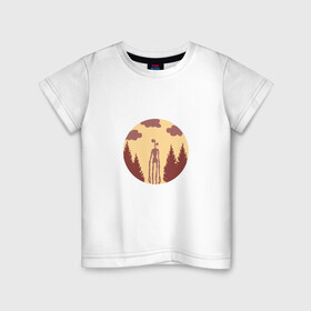 Детская футболка хлопок с принтом Siren Head в Санкт-Петербурге, 100% хлопок | круглый вырез горловины, полуприлегающий силуэт, длина до линии бедер | Тематика изображения на принте: siren head | игра | лес | монстр | персонаж | сирена | сиреноголовый | чудовище