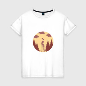 Женская футболка хлопок с принтом Siren Head в Санкт-Петербурге, 100% хлопок | прямой крой, круглый вырез горловины, длина до линии бедер, слегка спущенное плечо | siren head | игра | лес | монстр | персонаж | сирена | сиреноголовый | чудовище