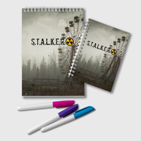 Блокнот с принтом STALKER 2 в Санкт-Петербурге, 100% бумага | 48 листов, плотность листов — 60 г/м2, плотность картонной обложки — 250 г/м2. Листы скреплены удобной пружинной спиралью. Цвет линий — светло-серый
 | Тематика изображения на принте: gsc game world | s.t.a.l.k.e.r. | stalker | stalker 2 | постапокалиптический шутер | сталкер | сталкер 2 | шутер