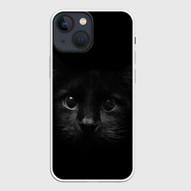 Чехол для iPhone 13 mini с принтом черный кот в Санкт-Петербурге,  |  | животные | зайка | заяц | звери | зевающий кот | кися | кот | котенок | котики | коты | кричащий кот | кролик | минимализм | питомцы | прикольные картинки
