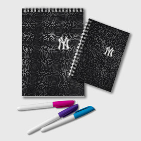 Блокнот с принтом New York Yankees в Санкт-Петербурге, 100% бумага | 48 листов, плотность листов — 60 г/м2, плотность картонной обложки — 250 г/м2. Листы скреплены удобной пружинной спиралью. Цвет линий — светло-серый
 | Тематика изображения на принте: baseball | fashion | game | glitch | new york | sport | бейсбол | игра | мода | нью йорк | спорт