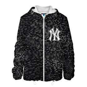 Мужская куртка 3D с принтом New York Yankees в Санкт-Петербурге, ткань верха — 100% полиэстер, подклад — флис | прямой крой, подол и капюшон оформлены резинкой с фиксаторами, два кармана без застежек по бокам, один большой потайной карман на груди. Карман на груди застегивается на липучку | Тематика изображения на принте: baseball | fashion | game | glitch | new york | sport | бейсбол | игра | мода | нью йорк | спорт