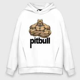 Мужское худи Oversize хлопок с принтом Pitbull в Санкт-Петербурге, френч-терри — 70% хлопок, 30% полиэстер. Мягкий теплый начес внутри —100% хлопок | боковые карманы, эластичные манжеты и нижняя кромка, капюшон на магнитной кнопке | 