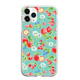 Чехол для iPhone 11 Pro Max матовый с принтом Яркое лето в Санкт-Петербурге, Силикон |  | арт | бирюзовый | зелёный | клубника | рисунок | ромашка | ромашки | цвета | цветы | черника | яблоки | яблоко