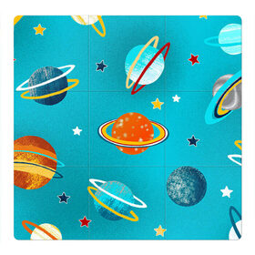 Магнитный плакат 3Х3 с принтом Необычные планеты в Санкт-Петербурге, Полимерный материал с магнитным слоем | 9 деталей размером 9*9 см | арт | бирюзовый | венера | звезда | звёзды | земля | марс | планета | планеты | рисунок | рисунок карандашом | сатурн | синий