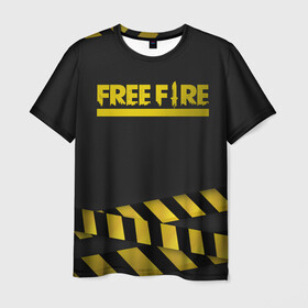 Мужская футболка 3D с принтом Free Fire в Санкт-Петербурге, 100% полиэфир | прямой крой, круглый вырез горловины, длина до линии бедер | battlegrounds | free fire | garena | tricks | батл | королевская битва | рояль | фаир | фри фаер | экшн