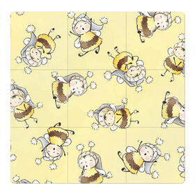 Магнитный плакат 3Х3 с принтом Сонные пчёлки в Санкт-Петербурге, Полимерный материал с магнитным слоем | 9 деталей размером 9*9 см | арт | белый | детский рисунок | жёлтый | звезда | звёзды | ночь | отдых | пушистые | пушистый | пчелиная шуба | пчелиная шубка | рисунок | сон | спокойной ночи | чёрный | шуба | шубка