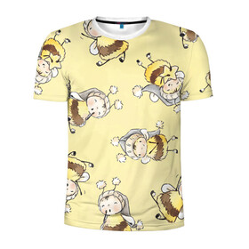 Мужская футболка 3D спортивная с принтом Сонные пчёлки в Санкт-Петербурге, 100% полиэстер с улучшенными характеристиками | приталенный силуэт, круглая горловина, широкие плечи, сужается к линии бедра | Тематика изображения на принте: арт | белый | детский рисунок | жёлтый | звезда | звёзды | ночь | отдых | пушистые | пушистый | пчелиная шуба | пчелиная шубка | рисунок | сон | спокойной ночи | чёрный | шуба | шубка