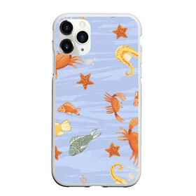 Чехол для iPhone 11 Pro матовый с принтом Морские обитатели в Санкт-Петербурге, Силикон |  | Тематика изображения на принте: арт | жёлтый | звезда | звёзды | коралл | кораллы | краб | крабы | красный | медуза | медузы | море | морская звезда | морские звёзды | морские коньки | морской конёк | песок | рисунок | рыба | рыбы