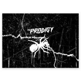 Поздравительная открытка с принтом THE PRODIGY. в Санкт-Петербурге, 100% бумага | плотность бумаги 280 г/м2, матовая, на обратной стороне линовка и место для марки
 | Тематика изображения на принте: prodigy | the prodigy | дарование | музыка | чудо