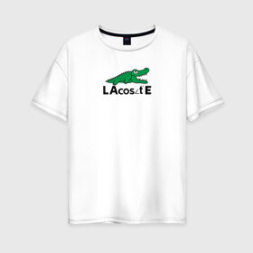 Женская футболка хлопок Oversize с принтом Крокодил в Санкт-Петербурге, 100% хлопок | свободный крой, круглый ворот, спущенный рукав, длина до линии бедер
 | cos | crocodile | аллигатор | косинус | крокодил | крокодильчик | математика | угол