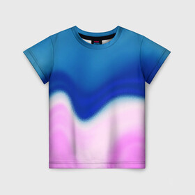 Детская футболка 3D с принтом Воздушный Крем в Санкт-Петербурге, 100% гипоаллергенный полиэфир | прямой крой, круглый вырез горловины, длина до линии бедер, чуть спущенное плечо, ткань немного тянется | blue | cream | gradient | pink | абстрактный | абстракция | вода | волны | гламур | градиент | девочкам | зефирка | краска | краски | красочный | море | мороженое | небеса | нежные | пастельные | перламутровый