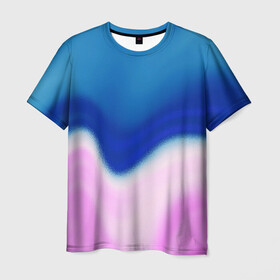 Мужская футболка 3D с принтом Воздушный Крем в Санкт-Петербурге, 100% полиэфир | прямой крой, круглый вырез горловины, длина до линии бедер | blue | cream | gradient | pink | абстрактный | абстракция | вода | волны | гламур | градиент | девочкам | зефирка | краска | краски | красочный | море | мороженое | небеса | нежные | пастельные | перламутровый
